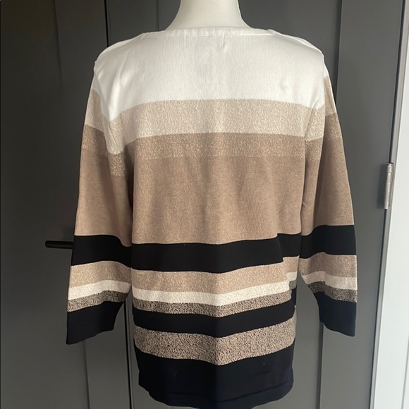 Karen Scott Sweater Striped Zipshoulder - Picture 6 of 9